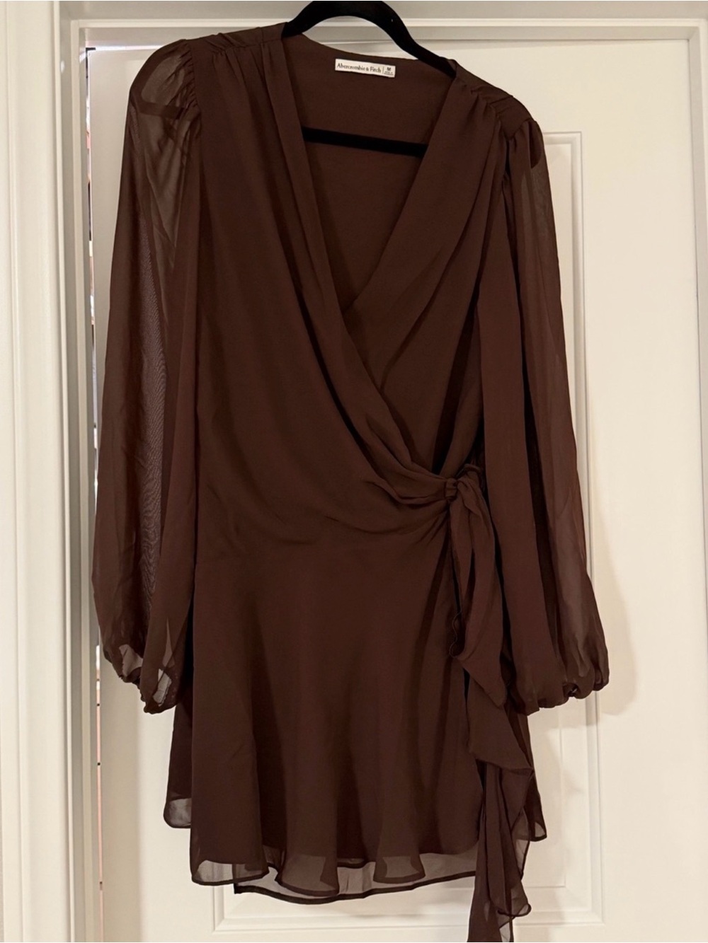Abercrombie & Fitch Brown Long-Sleeve Wrap Dress